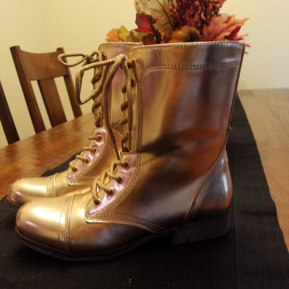 Like *NEW*Rose Gold Combat Boots